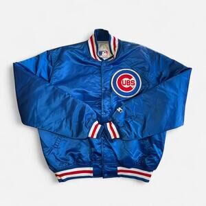 Starter Unisex XL Chicago Cubs Bomber Satin Jacket Blue Red